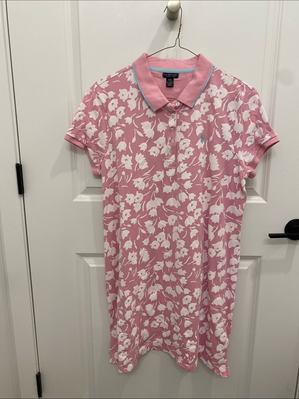 U.S. Polo Assn. Pink and White Floral Polo Dress